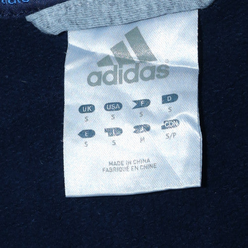 Mens UK Size S Adidas Blue Full Zip Hoodie