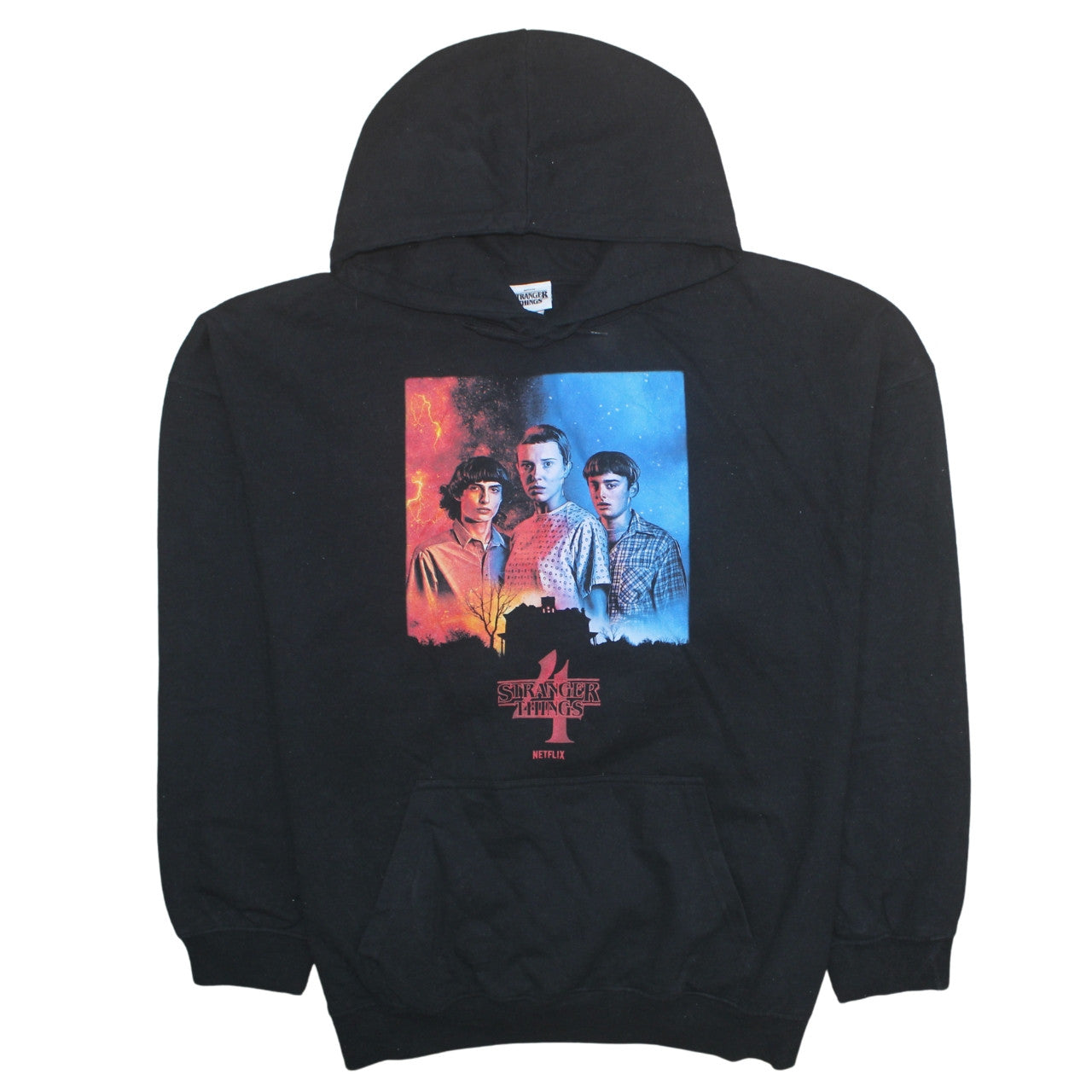Womens UK Size 24 Stranger Things Black Pullover Hoodie