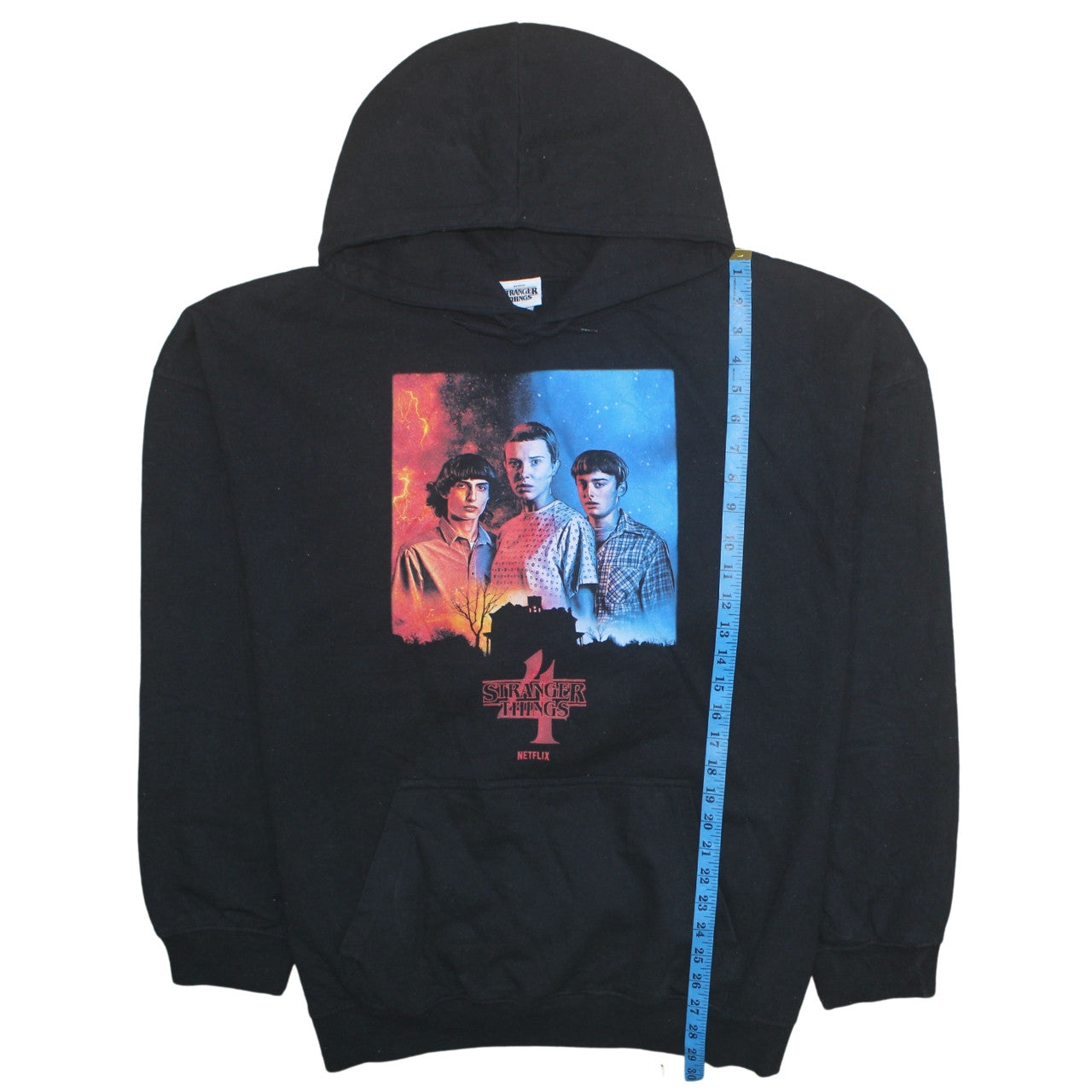 Womens UK Size 24 Stranger Things Black Pullover Hoodie