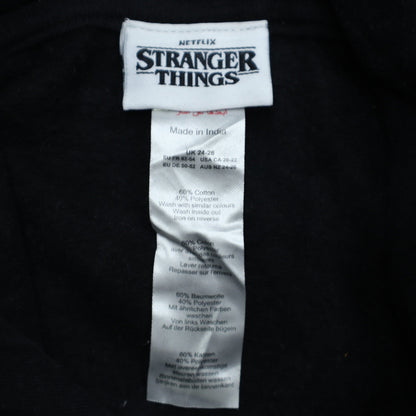 Womens UK Size 24 Stranger Things Black Pullover Hoodie