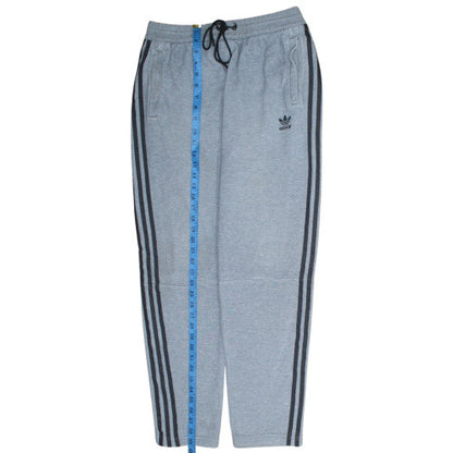 Adidas Mens Grey Track Pants L Regular Fit 3 Stripe Activewear Trousers