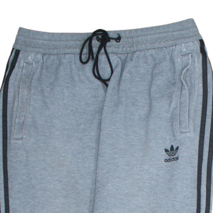 Adidas Mens Grey Track Pants L Regular Fit 3 Stripe Activewear Trousers