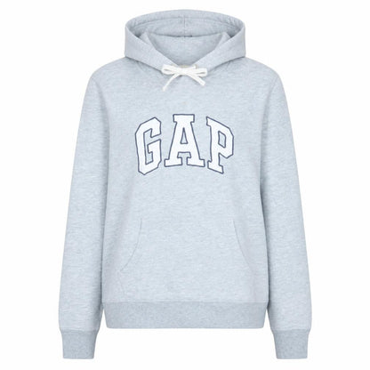 Gap Womens Light Grey Pullover Hoodie Small Cotton Blend Logo Casual