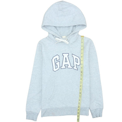 Gap Womens Light Grey Pullover Hoodie Small Cotton Blend Logo Casual