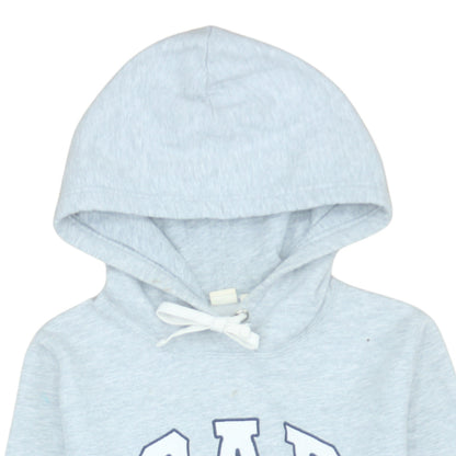 Gap Womens Light Grey Pullover Hoodie Small Cotton Blend Logo Casual