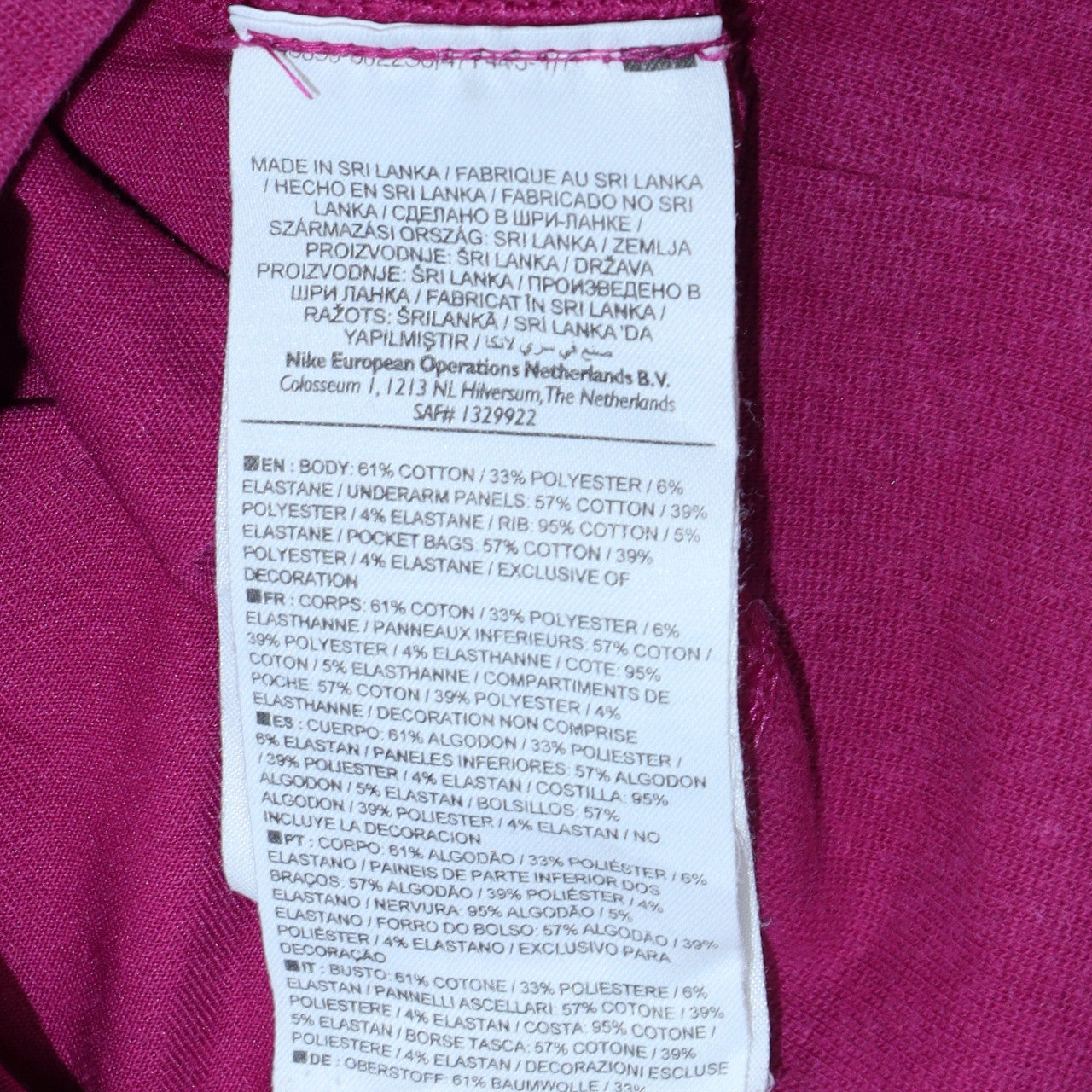 Womens UK Size XS Nike Pink Full Zip Sweatshirt