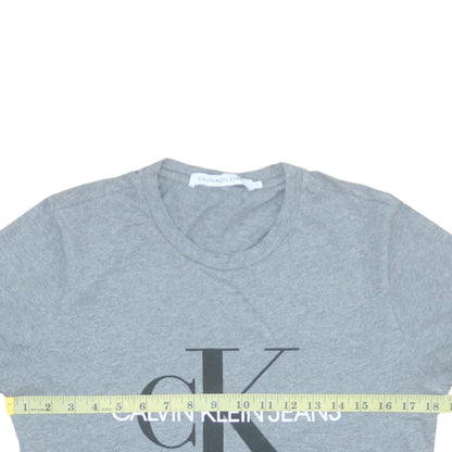 Calvin Klein Jeans Men's Grey Logo Crew Neck T-Shirt Size S