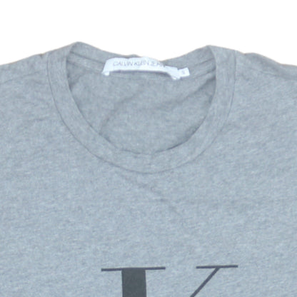 Calvin Klein Jeans Men's Grey Logo Crew Neck T-Shirt Size S