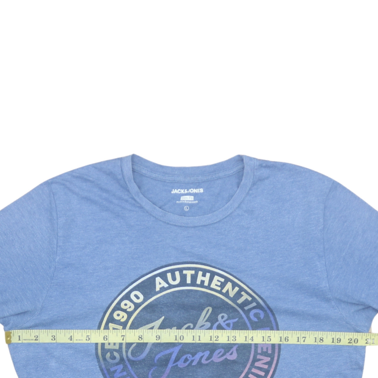 Jack & Jones Men's Blue Slim Fit Graphic T-Shirt L