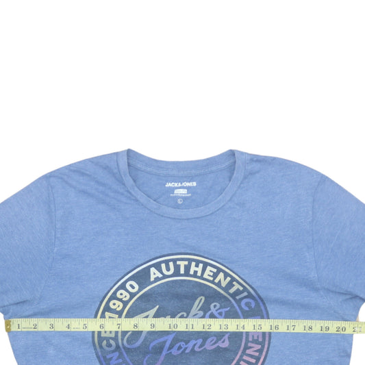 Jack & Jones Men's Blue Slim Fit Graphic T-Shirt L