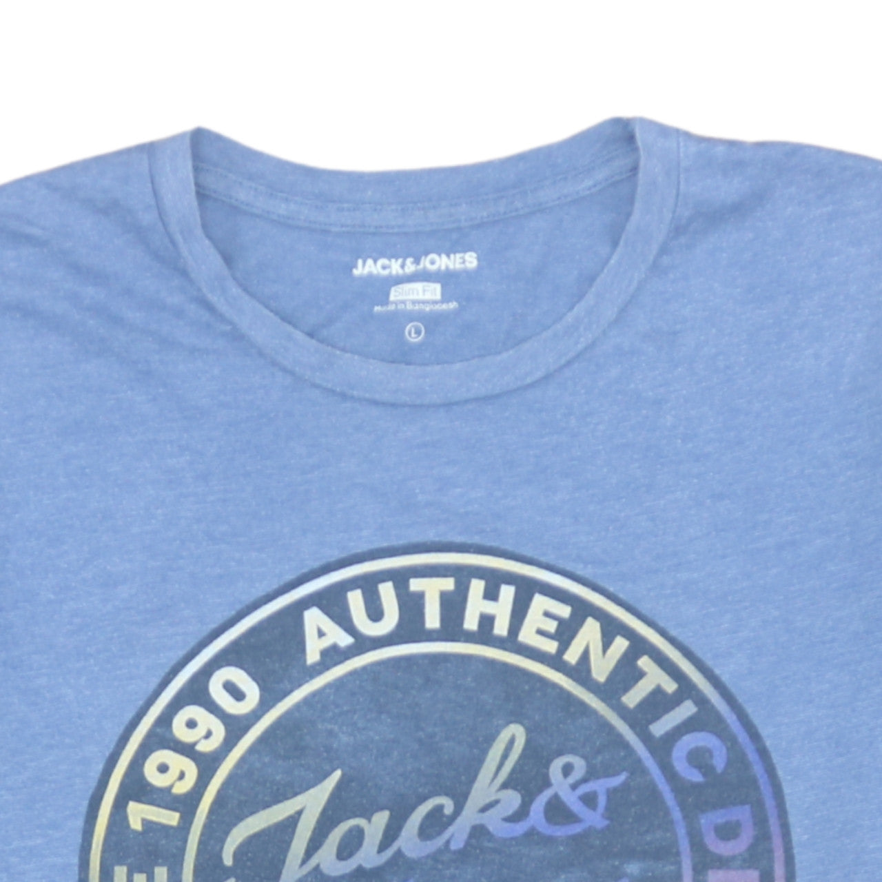 Jack & Jones Men's Blue Slim Fit Graphic T-Shirt L