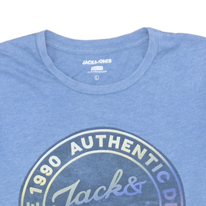 Jack & Jones Men's Blue Slim Fit Graphic T-Shirt L