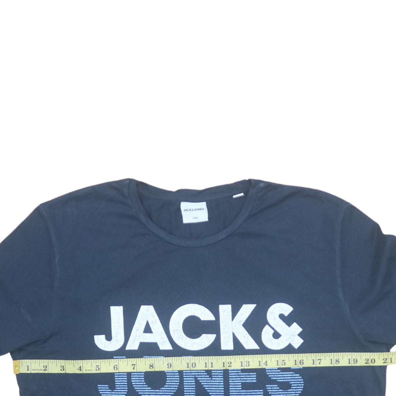 Jack & Jones Men's Blue Logo Graphic Cotton T-Shirt Size M