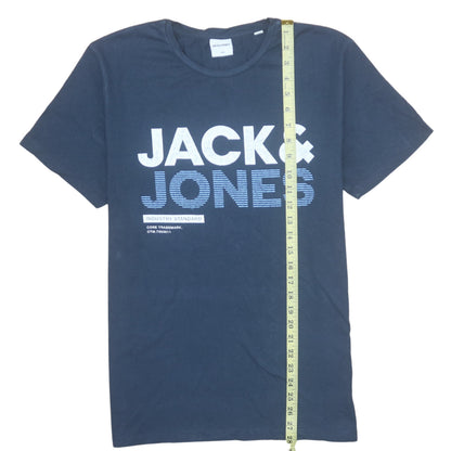 Jack & Jones Men's Blue Logo Graphic Cotton T-Shirt Size M