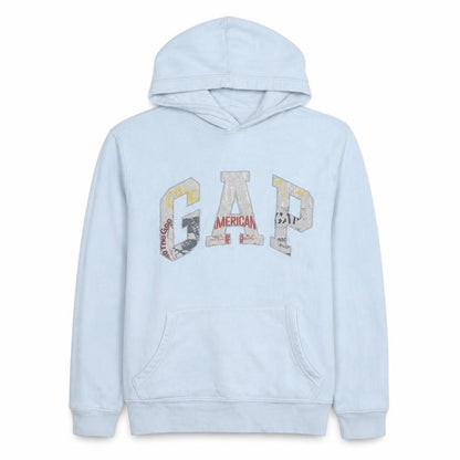 Gap Mens White Pullover Hoodie M Logo Fleece Sweatshirt