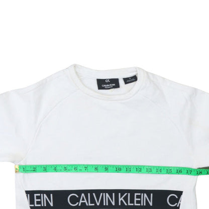 Mens UK Size S Calvin Klein White Pullover Sweatshirt