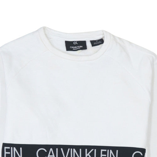 Mens UK Size S Calvin Klein White Pullover Sweatshirt