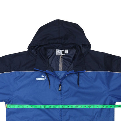 Puma Men's Blue Hooded Windbreaker Jacket Size M
