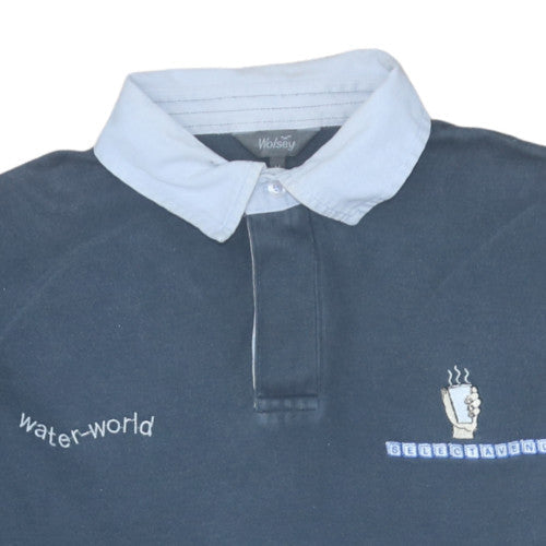 Mens UK Size M Wolsey Blue Henley Sweatshirt