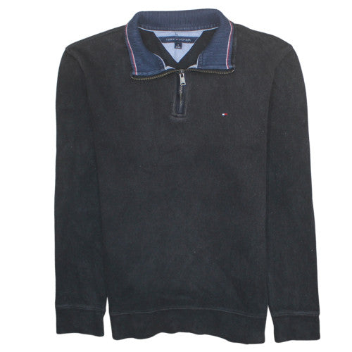 Mens UK Size M Tommy Hilfiger Black 1/2 Zip Sweatshirt