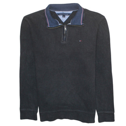 Mens UK Size M Tommy Hilfiger Black 1/2 Zip Sweatshirt