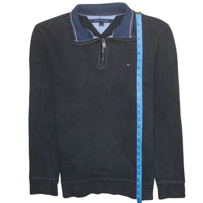 Mens UK Size M Tommy Hilfiger Black 1/2 Zip Sweatshirt