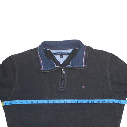 Mens UK Size M Tommy Hilfiger Black 1/2 Zip Sweatshirt