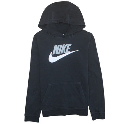 Nike Boys Black XL Pullover Hoodie with Logo Print