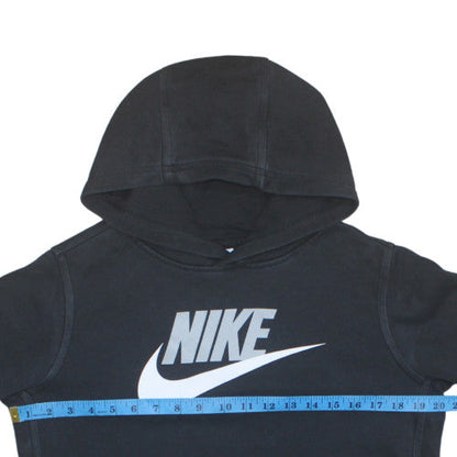 Nike Boys Black XL Pullover Hoodie with Logo Print