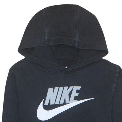Nike Boys Black XL Pullover Hoodie with Logo Print