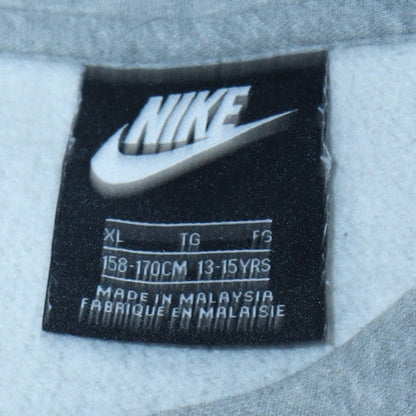 Nike Boys Grey Hooded Pullover Sweatshirt XL 13-15 Years Fleece Lined