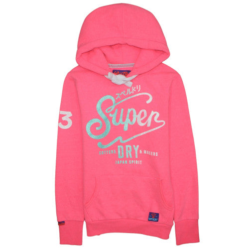 Womens UK Size S Superdry Pink Pullover Hoodie