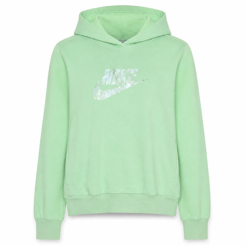 Front view of Nike girls’ mint green xl pullover hoodie sweatshirt cotton blend