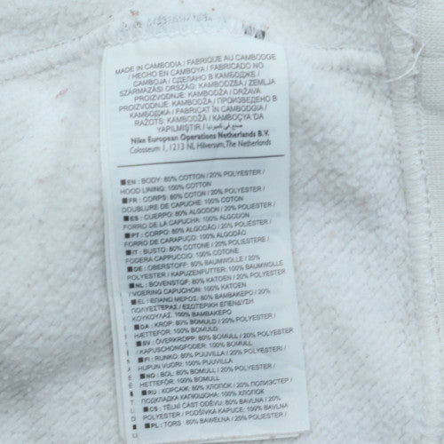 Mens UK Size M Nike White Pullover Hoodie