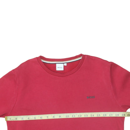 BOSS Boys Red Crew Neck Pullover Sweatshirt 16 Years Cotton Blend