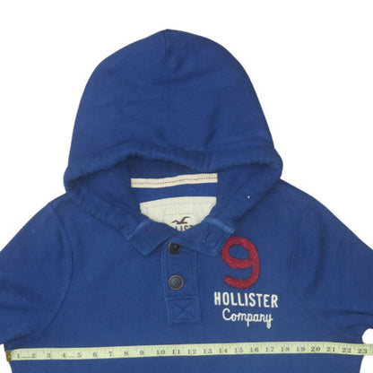 Mens UK Size XL Hollister Blue Henley Hoodie