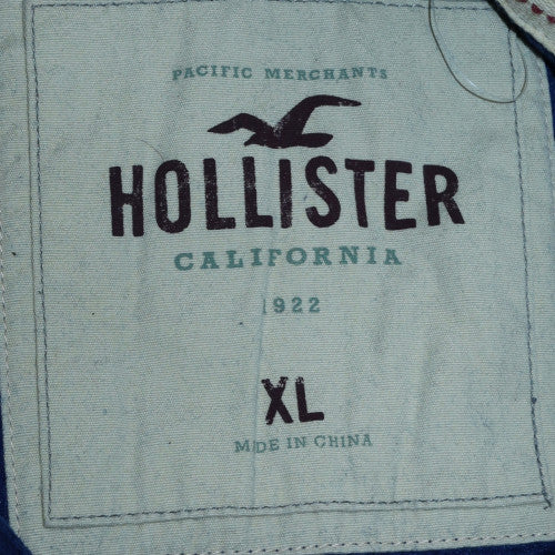 Mens UK Size XL Hollister Blue Henley Hoodie