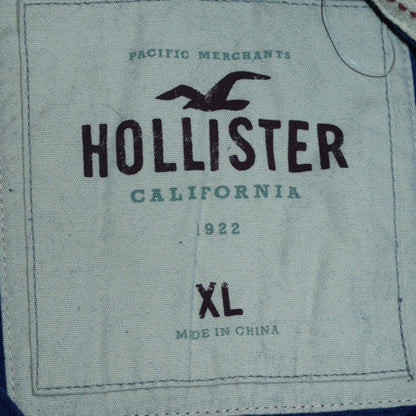 Mens UK Size XL Hollister Blue Henley Hoodie