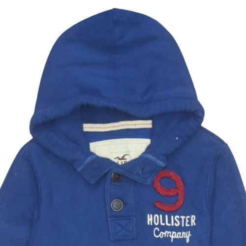 Mens UK Size XL Hollister Blue Henley Hoodie