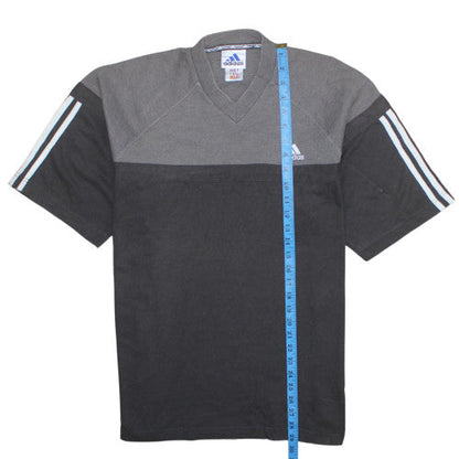 Adidas Men's Black & Grey V-Neck Short Sleeve T-Shirt Size L 44/46