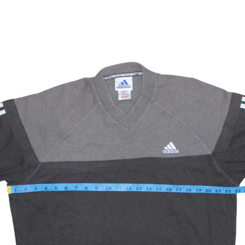 Adidas Men's Black & Grey V-Neck Short Sleeve T-Shirt Size L 44/46