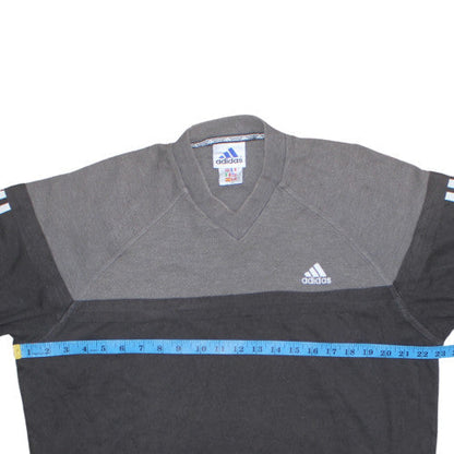 Adidas Men's Black & Grey V-Neck Short Sleeve T-Shirt Size L 44/46