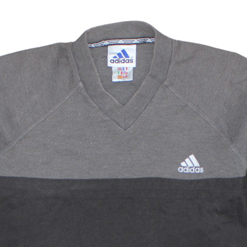 Adidas Men's Black & Grey V-Neck Short Sleeve T-Shirt Size L 44/46