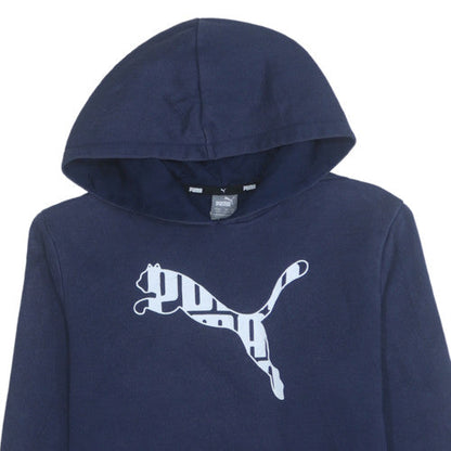Puma Boys Blue Pullover Hoodie 13-14 Years Cotton Blend Fleece Sweatshirt