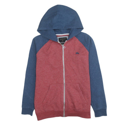 Mens UK Size L Quiksilver Red Blue Full Zip Hoodie