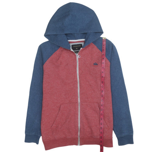 Mens UK Size L Quiksilver Red Blue Full Zip Hoodie
