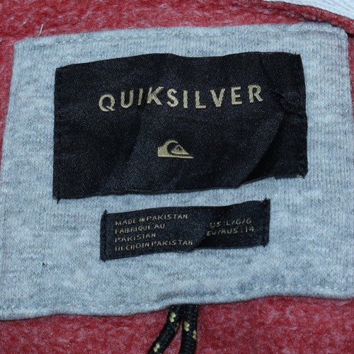 Mens UK Size L Quiksilver Red Blue Full Zip Hoodie
