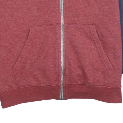 Mens UK Size L Quiksilver Red Blue Full Zip Hoodie