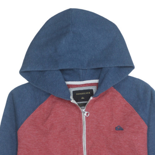 Mens UK Size L Quiksilver Red Blue Full Zip Hoodie