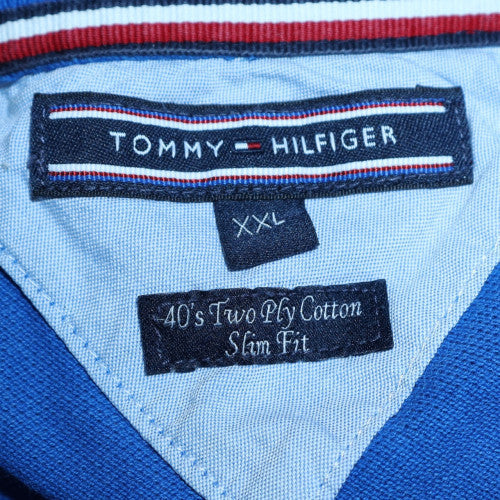 Tommy Hilfiger Men's Blue Slim Fit Cotton Polo Shirt 2XL